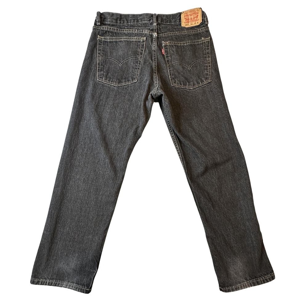 Levi's 505 Straight Jeans‎ Boys 16 Husky W34 L28 Black Denim Zip Fly 5 Pocket